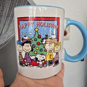 Peanuts Gang Happy Holidays Large 16oz Coffee Cup Mug Charlie Brown Snoopy